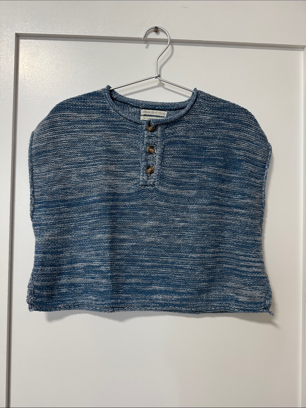 Urban Outfitters Blue Marled Henley Crop Top